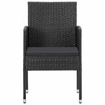 4 db fekete polyrattan kerti szék fekete párnákkal 3