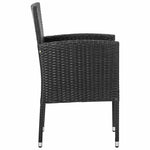 4 db fekete polyrattan kerti szék fekete párnákkal 4