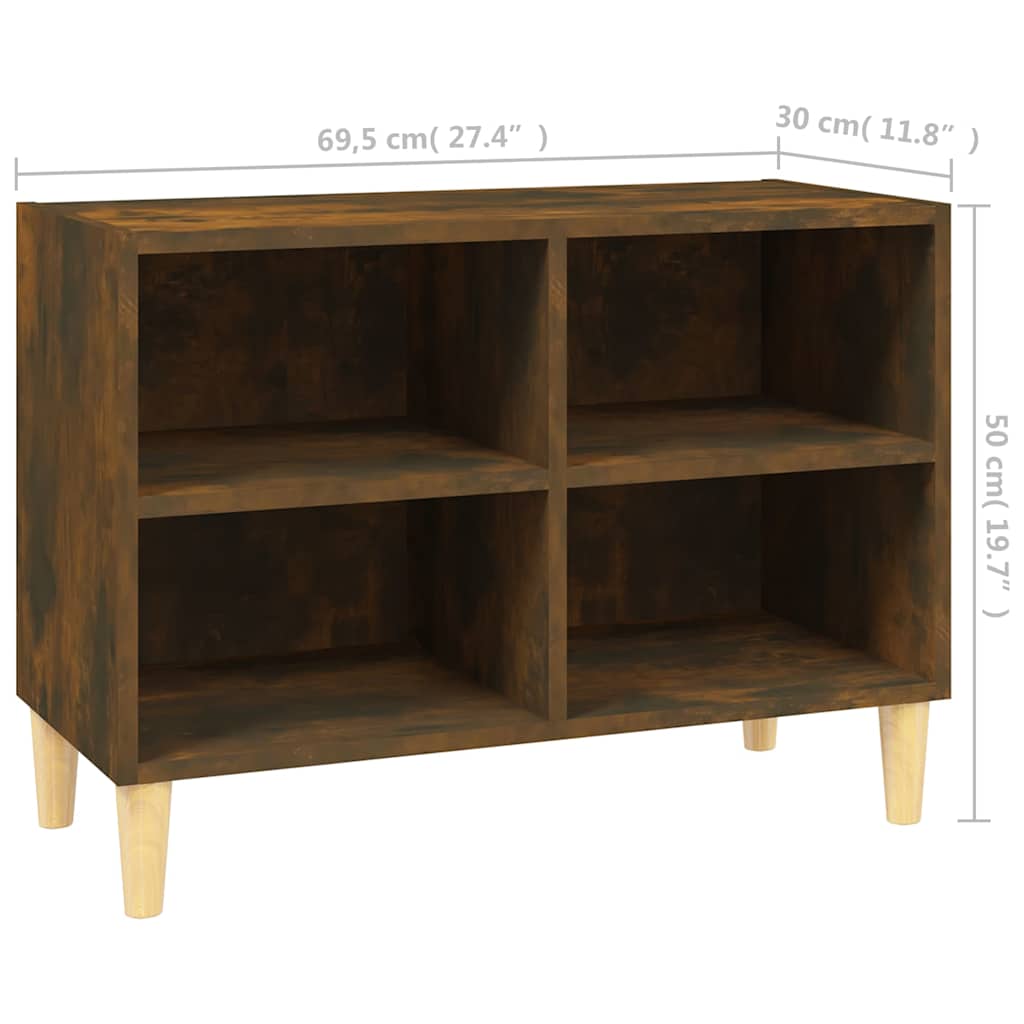 Füstös tölgy színű TV-szekrény tömör falábakkal 69,5x30x50 cm 7