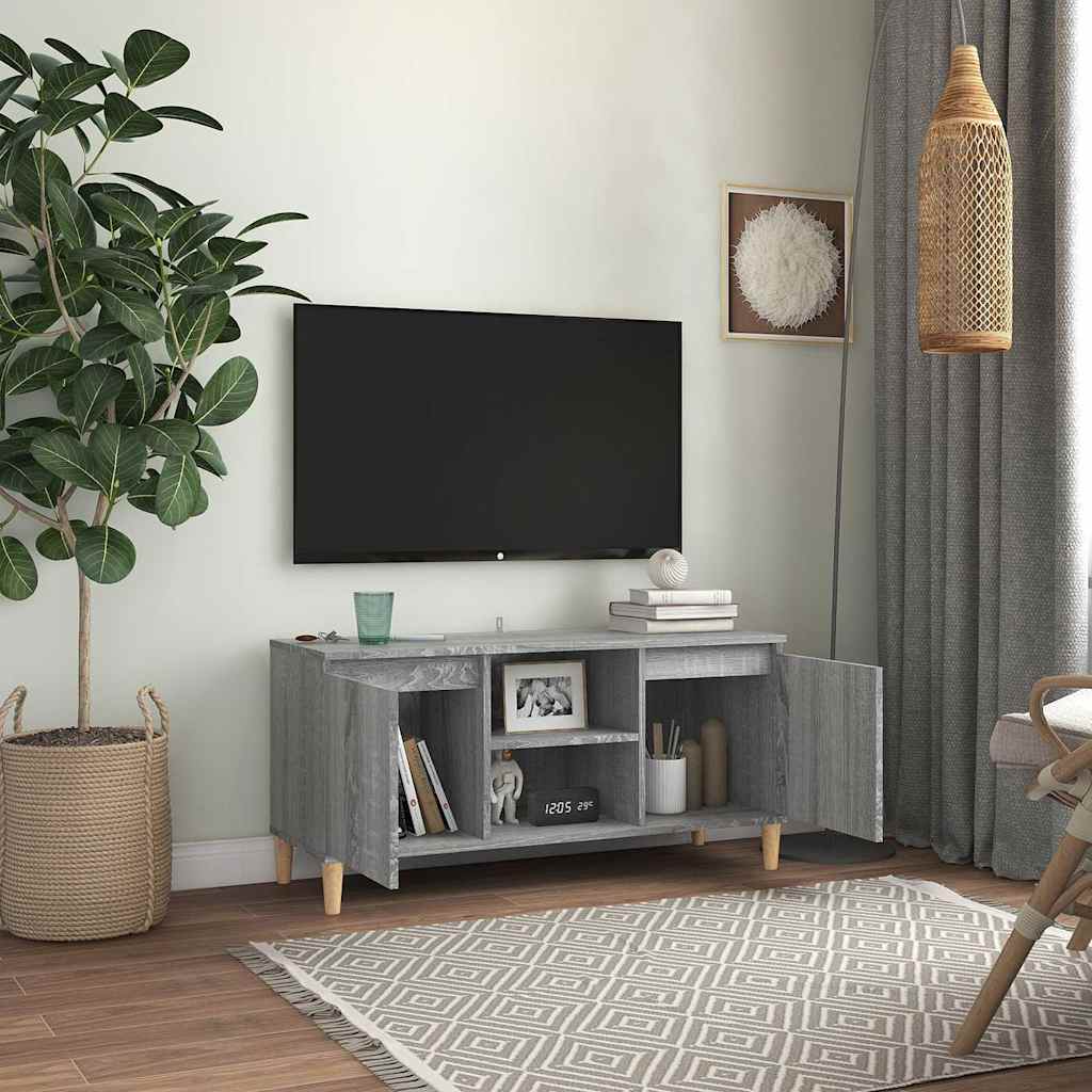 Szürke sonoma színű TV-szekrény tömör falábakkal 103,5x35x50 cm 6