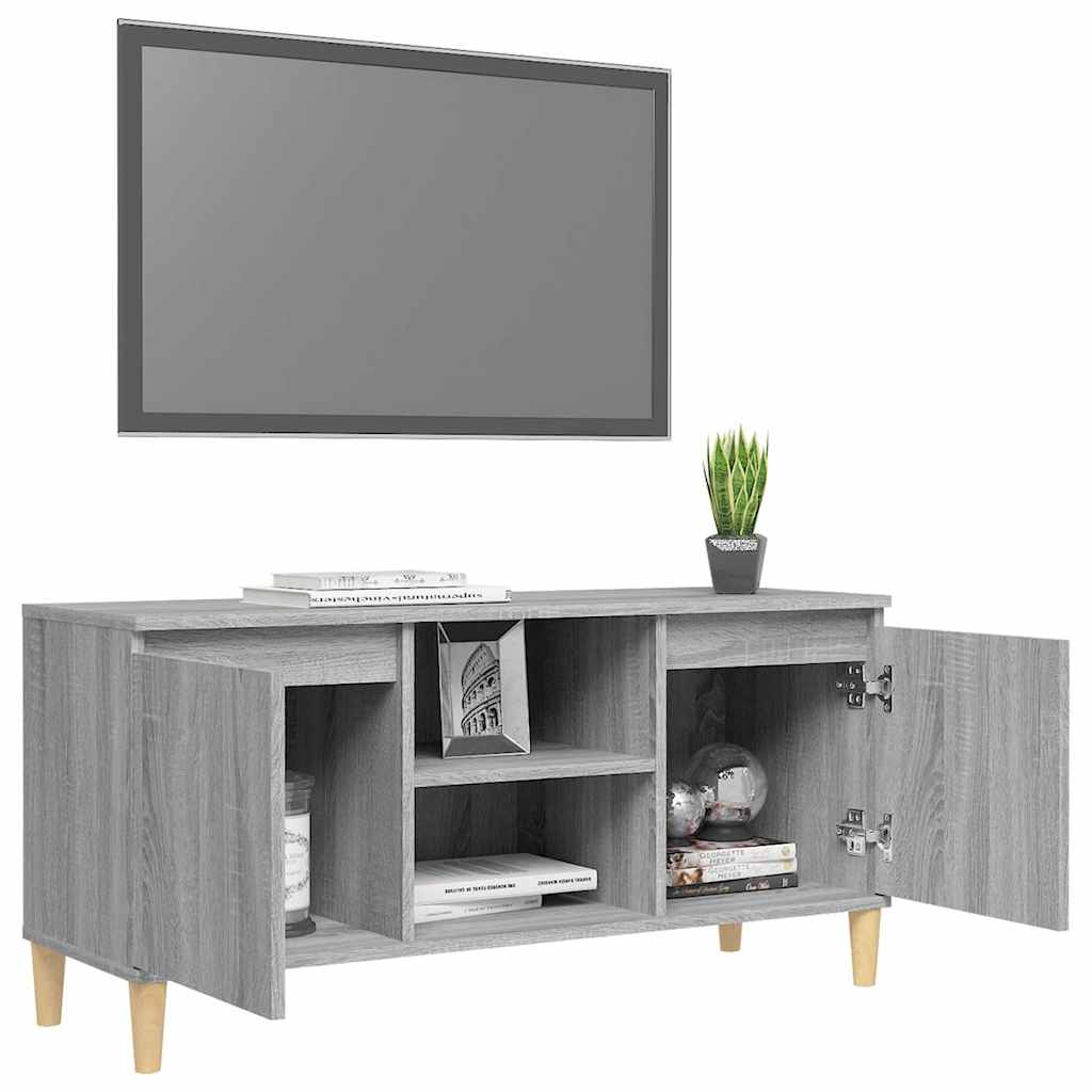 Szürke sonoma színű TV-szekrény tömör falábakkal 103,5x35x50 cm 7