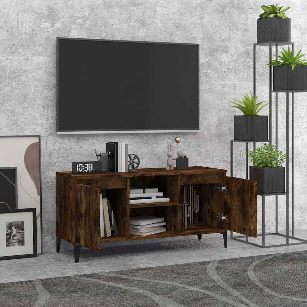 Füstös tölgy színű TV-szekrény fémlábakkal 103,5 x 35 x 50 cm 3