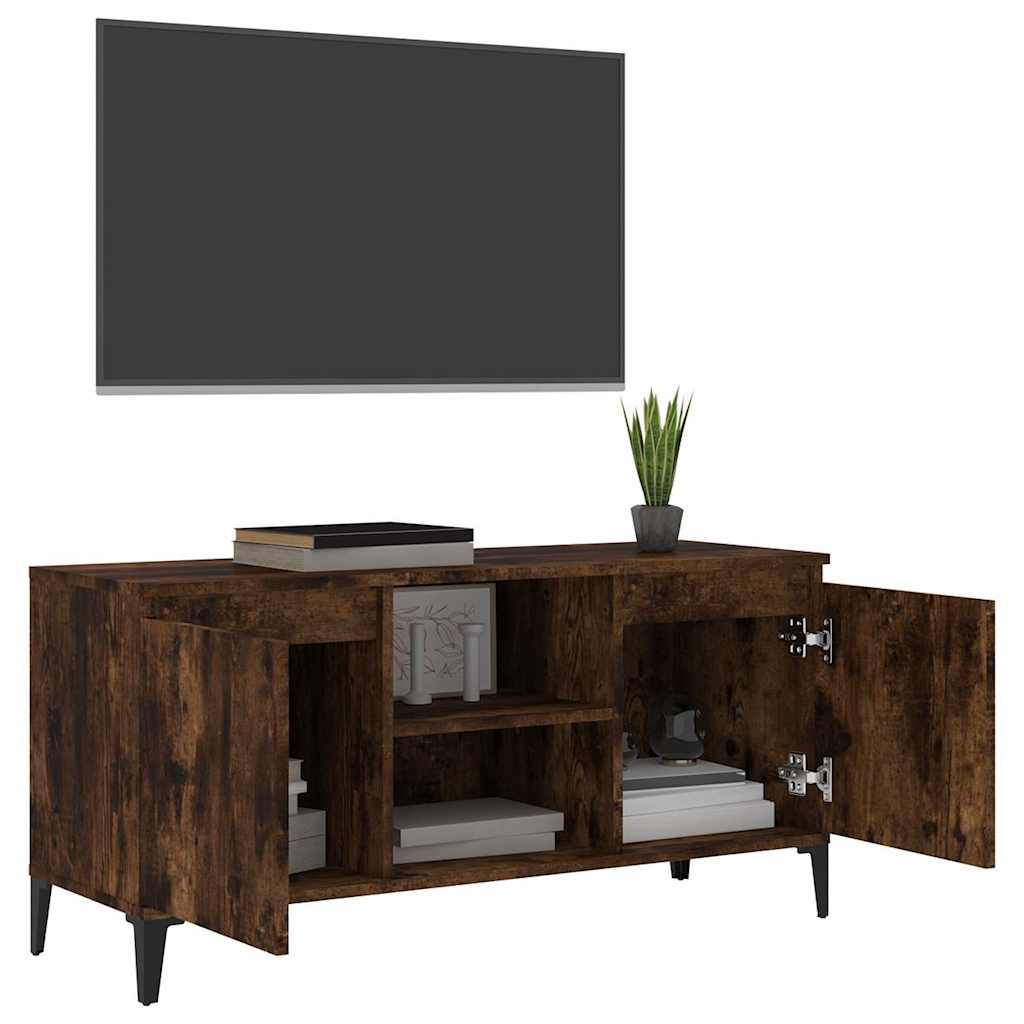 Füstös tölgy színű TV-szekrény fémlábakkal 103,5 x 35 x 50 cm 4
