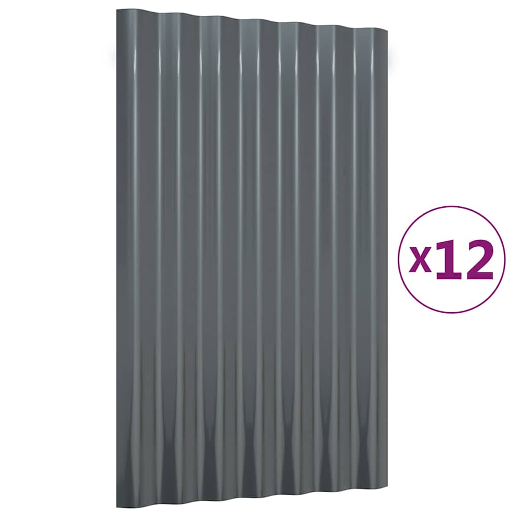12 db antracitszürke horganyzott acél tetőpanel 60x36 cm 2