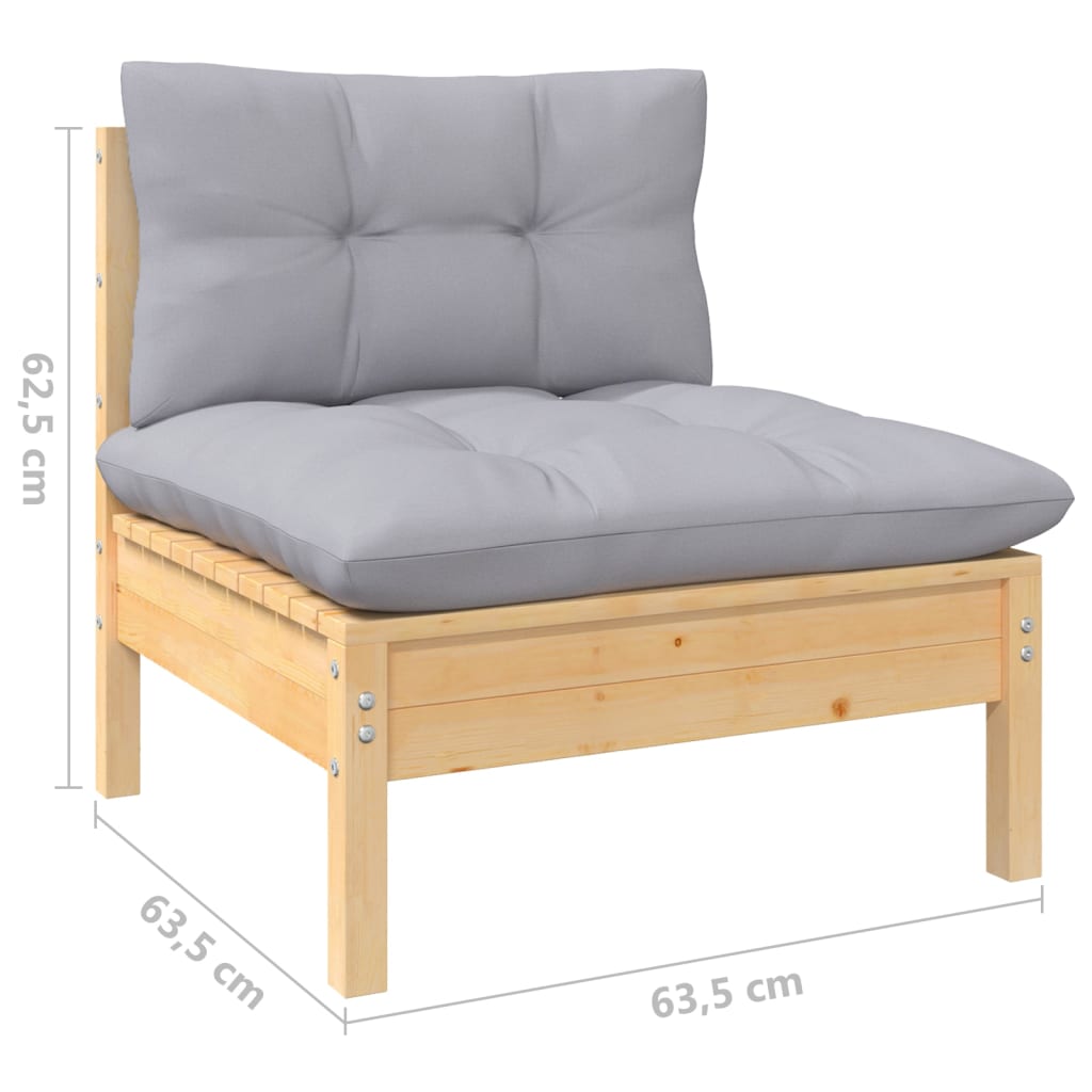 6 részes kerti ülőgarnitúra szürke párnákkal 9