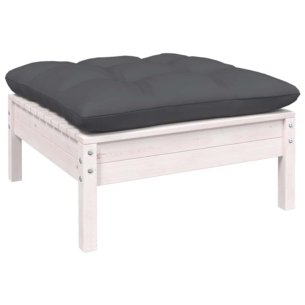 12 részes fehér fenyőfa kerti ülőgarnitúra párnákkal 4