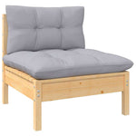 9 részes fenyőfa kerti ülőgarnitúra szürke párnákkal 6