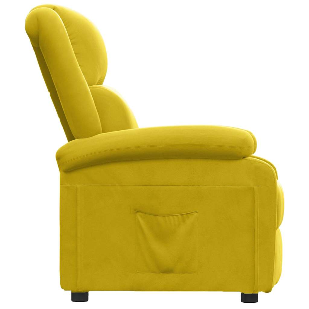 Sárga bársony dönthető fotel 4