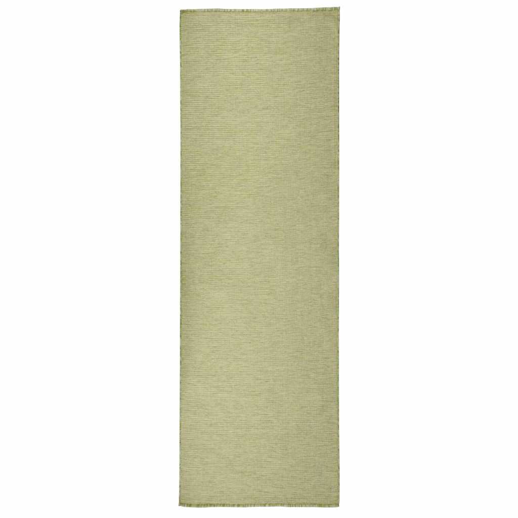 Zöld lapos szövésű kültéri szőnyeg 80 x 250 cm