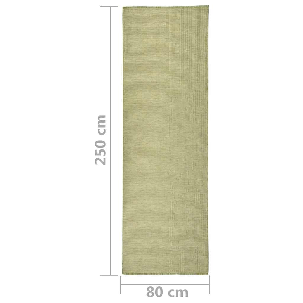 Zöld lapos szövésű kültéri szőnyeg 80 x 250 cm 6