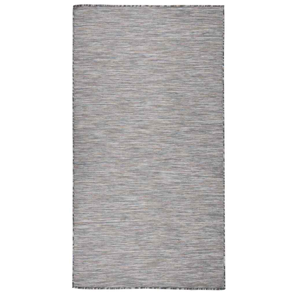 Barna-kék lapos szövésű kültéri szőnyeg 80 x 150 cm