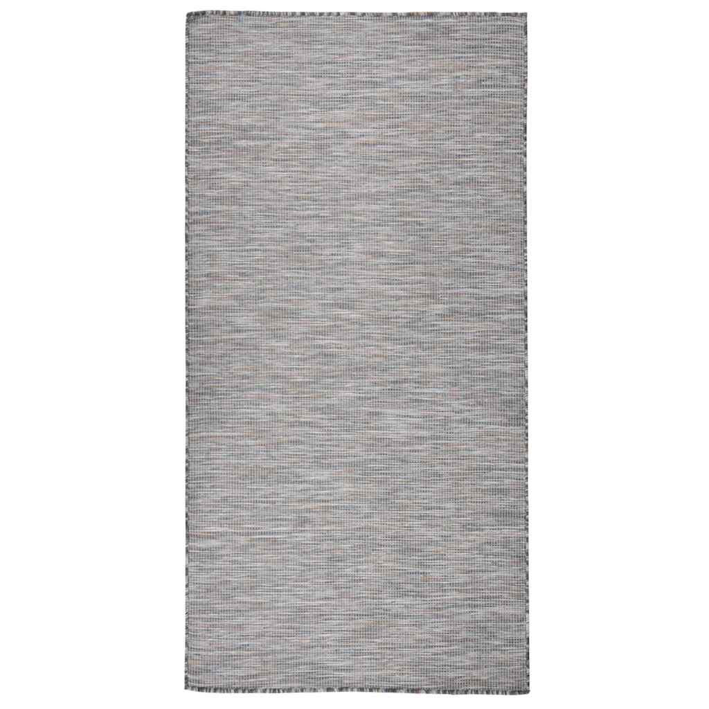 Barna-kék lapos szövésű kültéri szőnyeg 100 x 200 cm