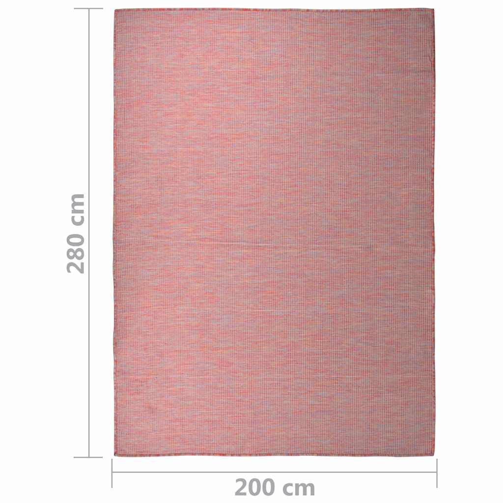 Piros lapos szövésű kültéri szőnyeg 200 x 280 cm 6