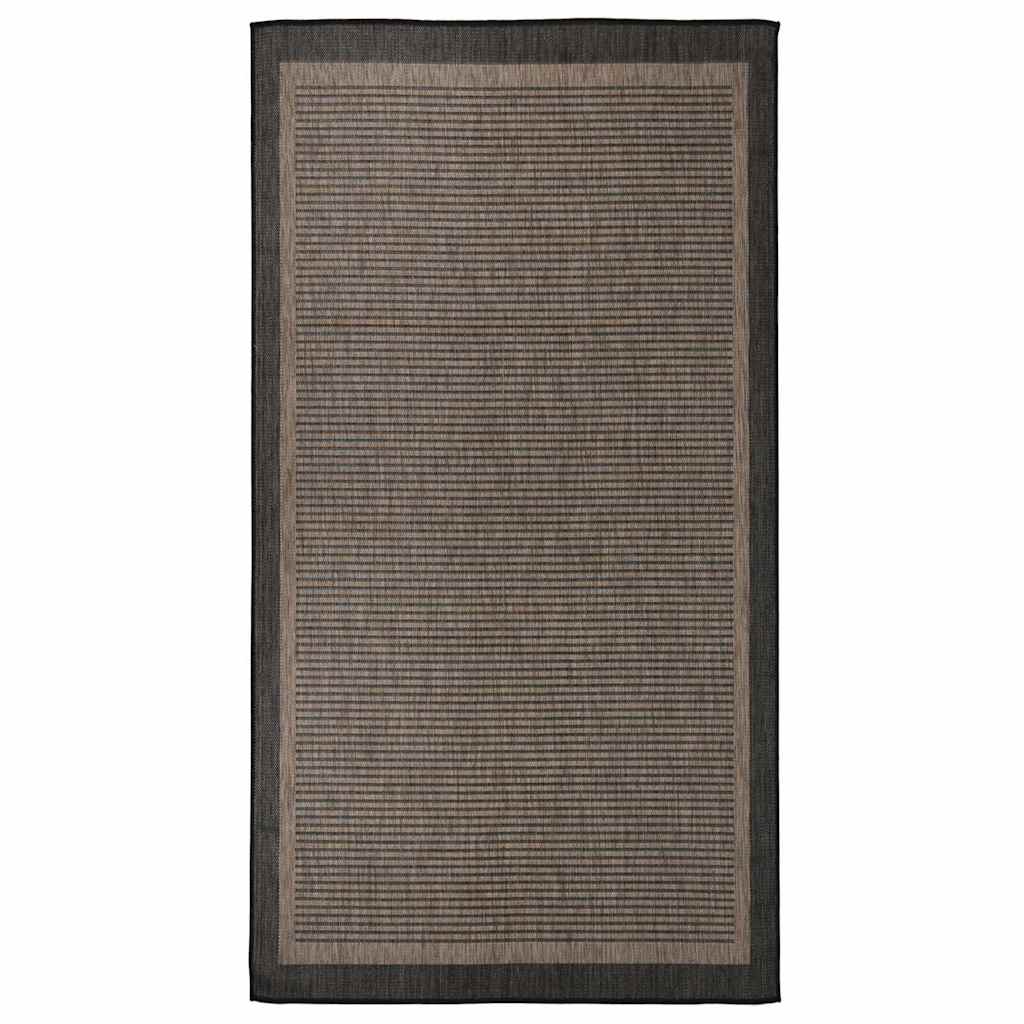 Sötétbarna lapos szövésű kültéri szőnyeg 80 x 150 cm