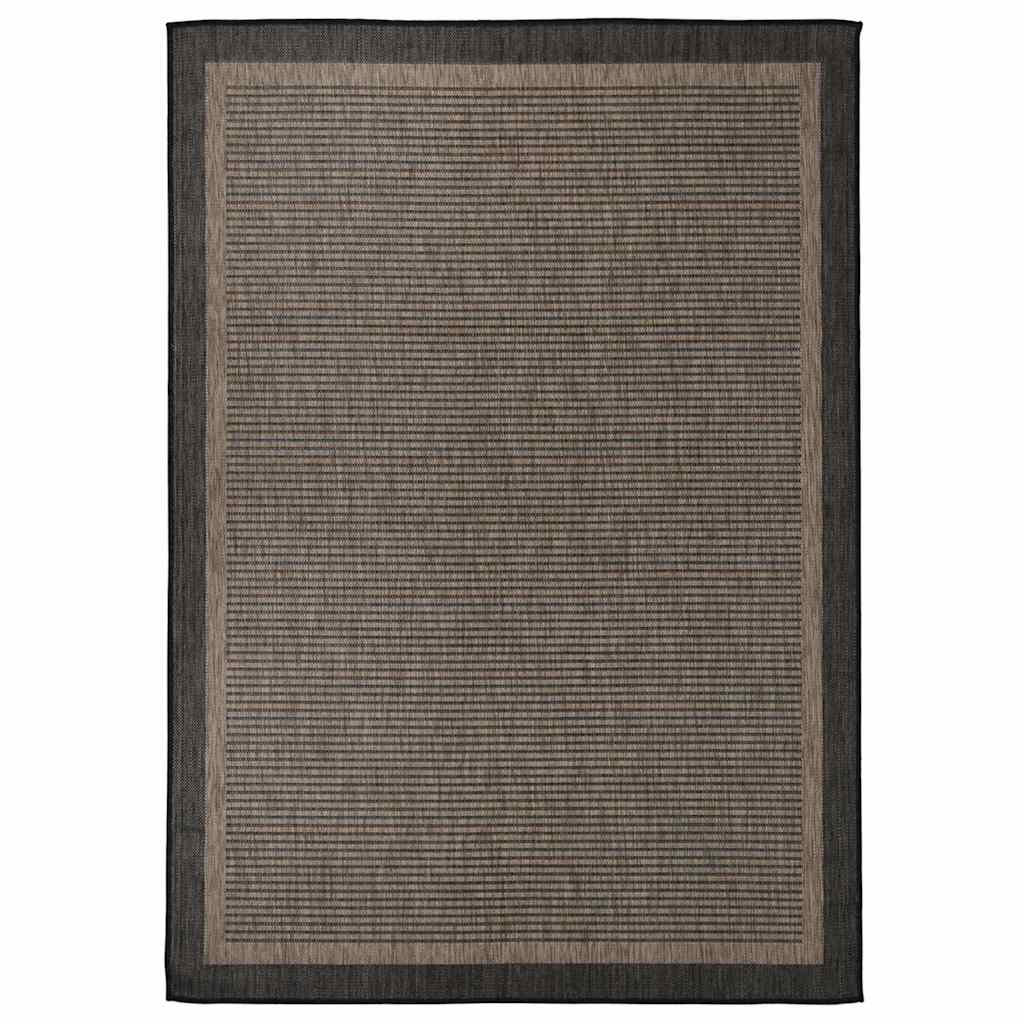 Sötétbarna lapos szövésű kültéri szőnyeg 140 x 200 cm