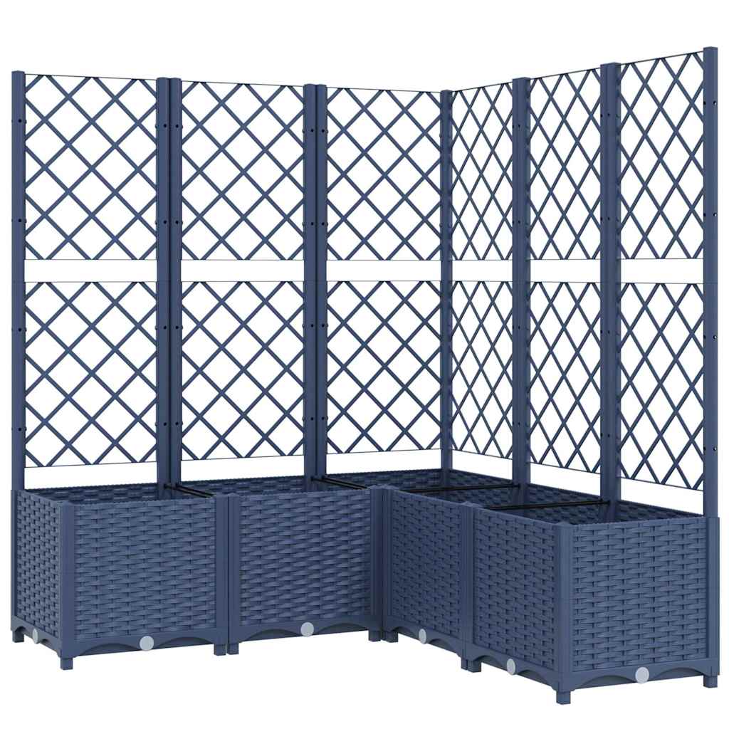 Kékszürke PP rácsos kerti ültetőláda 120 x 120 x 136 cm 2