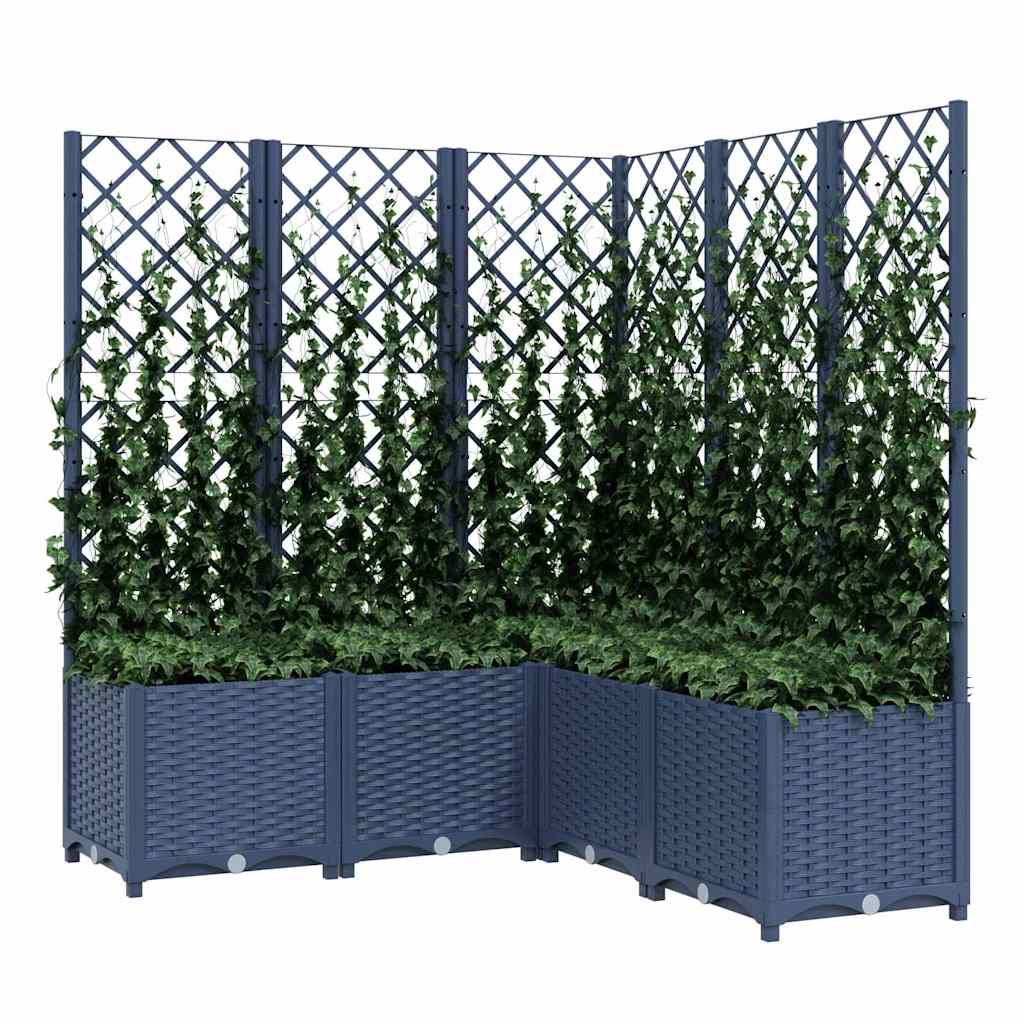 Kékszürke PP rácsos kerti ültetőláda 120 x 120 x 136 cm 7