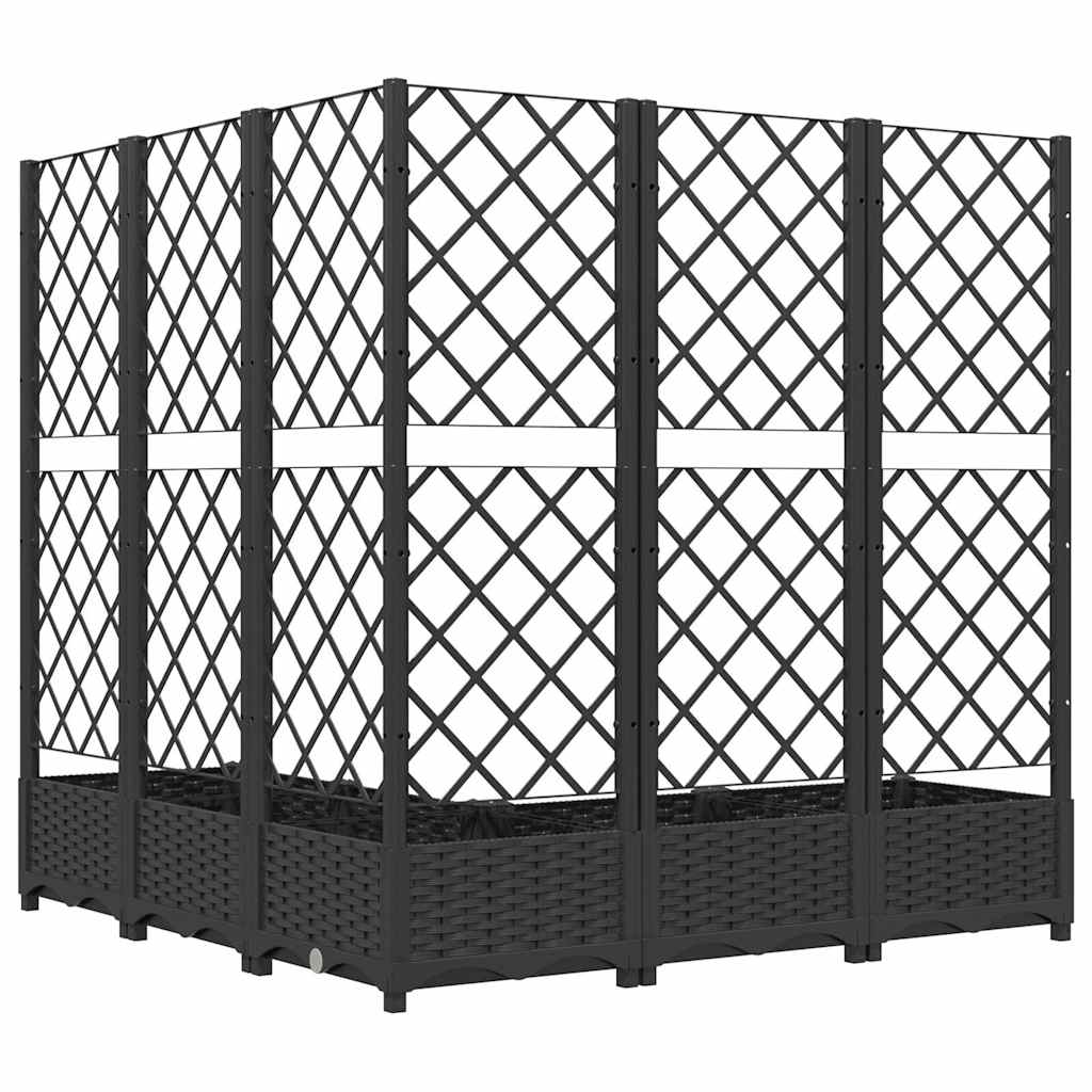 Fekete polipropilén rácsos kerti ültetőláda 120 x 120 x 121,5cm 3