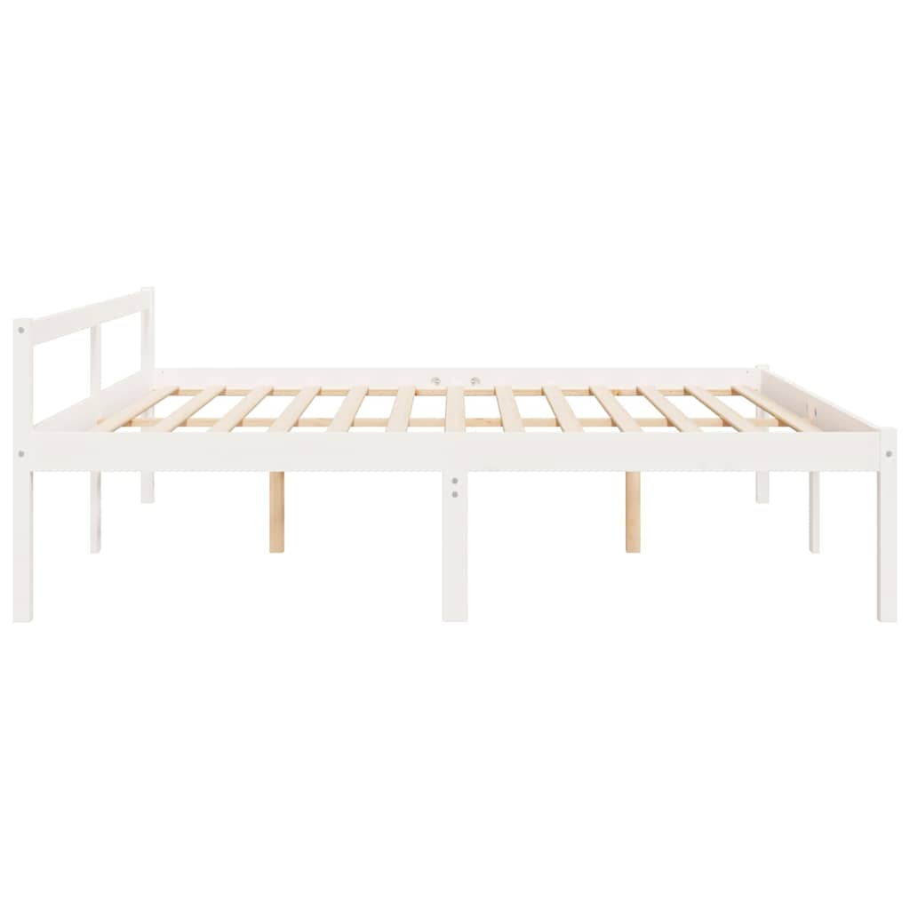 Super King Size fehér tömör fenyőfa ágy időseknek 180 x 200 cm 6