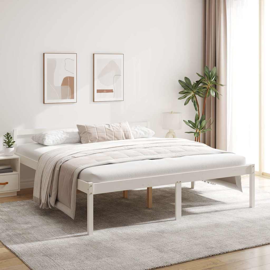 Super King Size fehér tömör fenyőfa ágy időseknek 180 x 200 cm