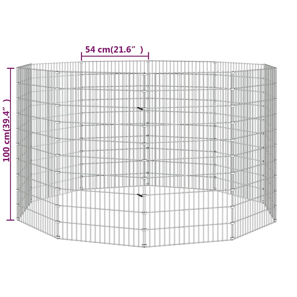 10 paneles horganyzott vas szabadon álló állatketrec 54x100 cm 8