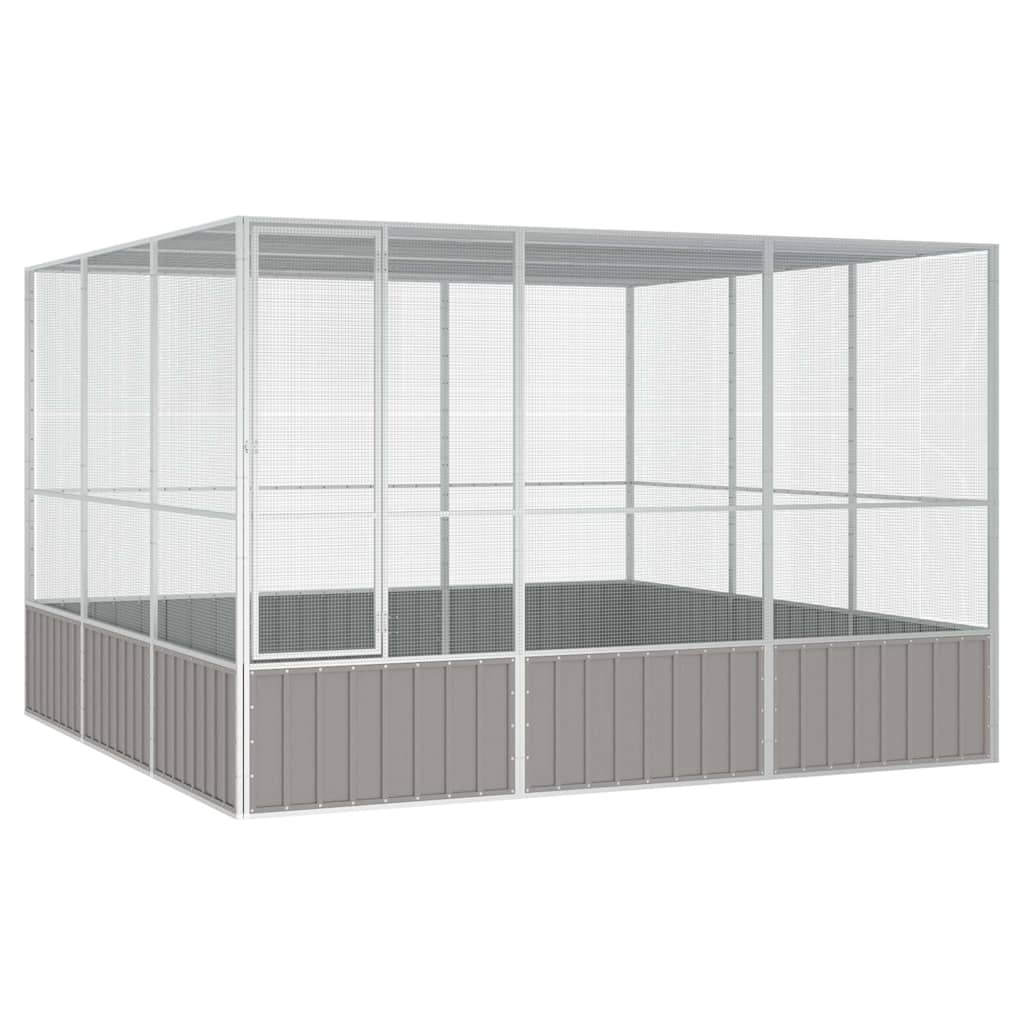 Szürke horganyzott acél madárketrec 302,5x324,5x211,5 cm