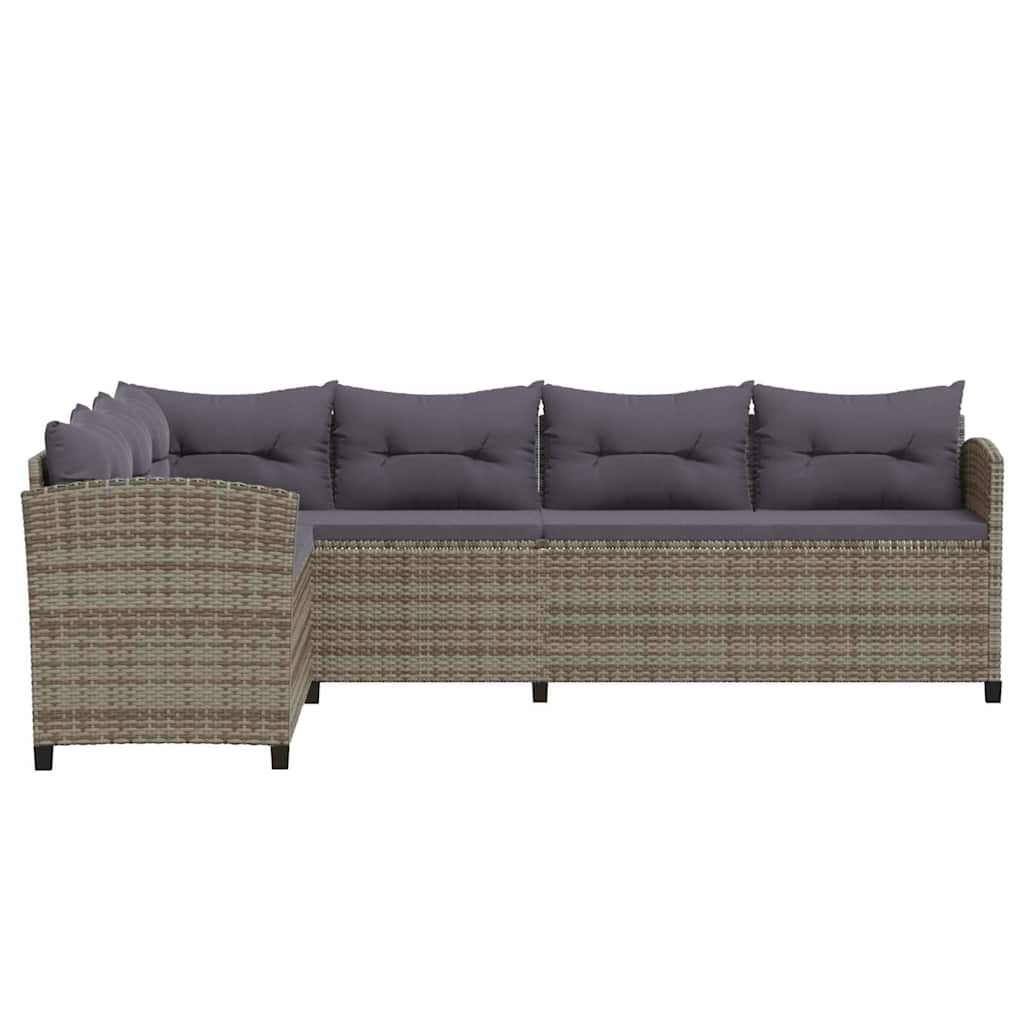 6 részes szürke polyrattan kerti ülőgarnitúra párnákkal 7