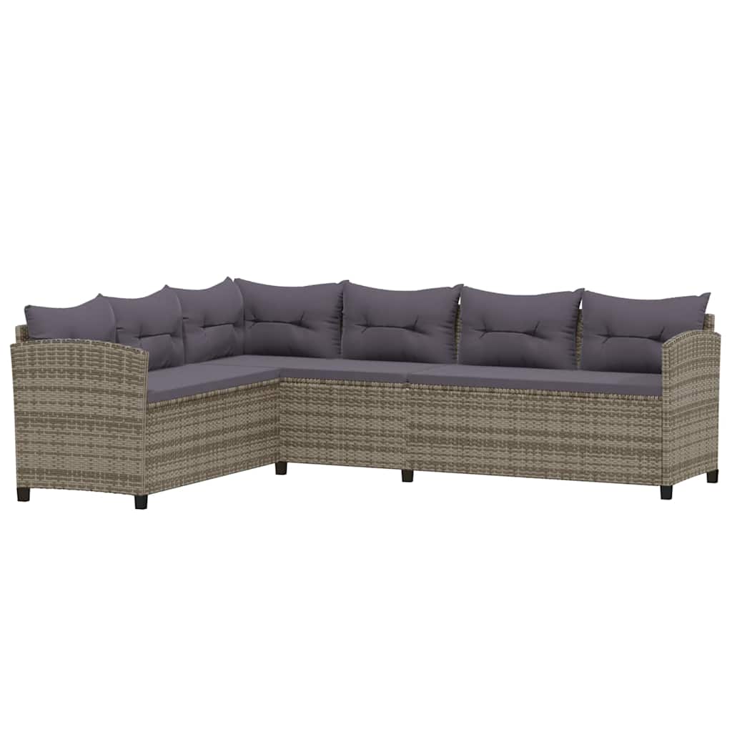 6 részes szürke polyrattan kerti ülőgarnitúra párnákkal 8