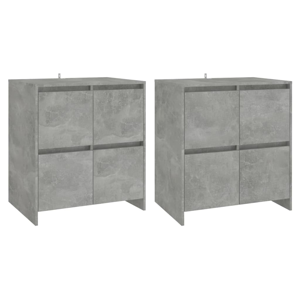 2 db betonszürke forgácslap tálalószekrény 70 x 41 x 75 cm 2