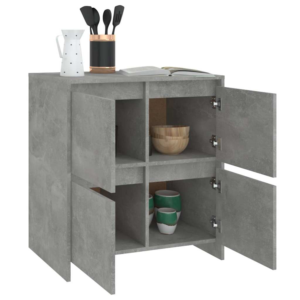 2 db betonszürke forgácslap tálalószekrény 70 x 41 x 75 cm 8