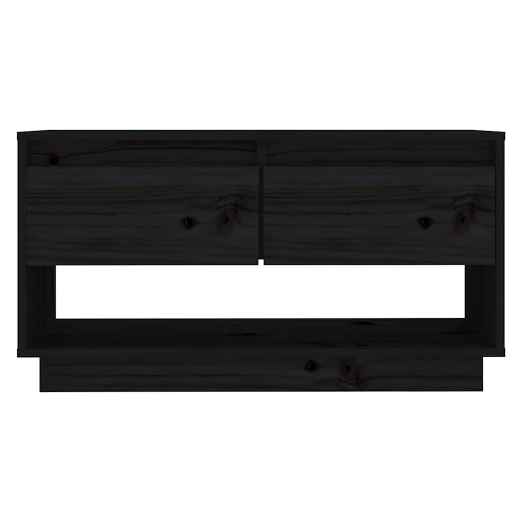 Fekete tömör fenyőfa TV-szekrény 74x34x40 cm 3
