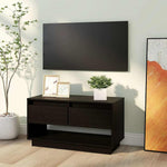 Fekete tömör fenyőfa TV-szekrény 74x34x40 cm 8