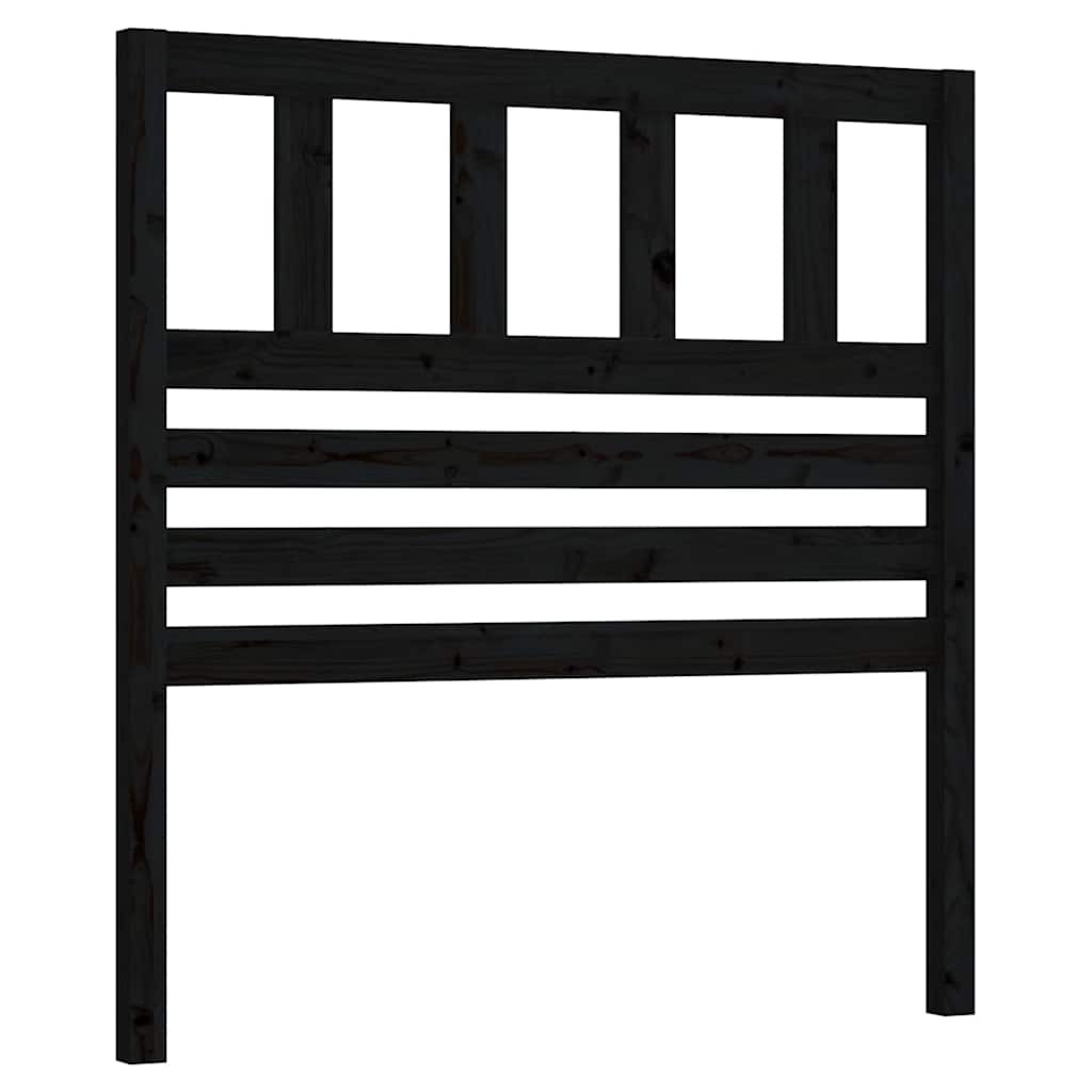 Fekete tömör fenyőfa ágy fejtámla 81 x 4 x 100 cm 2