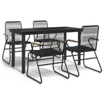 5 részes fekete PVC rattan kerti étkezőgarnitúra 2