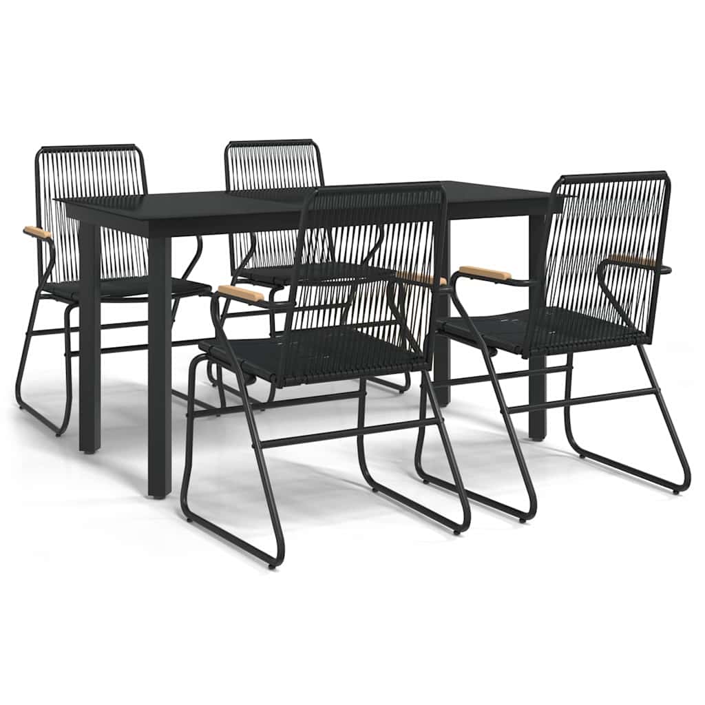 5 részes fekete PVC rattan kerti étkezőgarnitúra 2