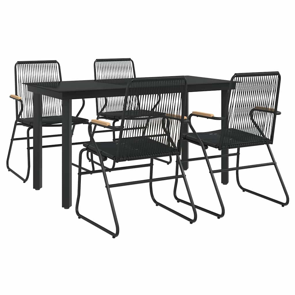 5 részes fekete PVC rattan kerti étkezőgarnitúra 3