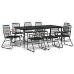 9 részes fekete PVC rattan kerti étkezőgarnitúra 2