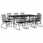 9 részes fekete PVC rattan kerti étkezőgarnitúra 3