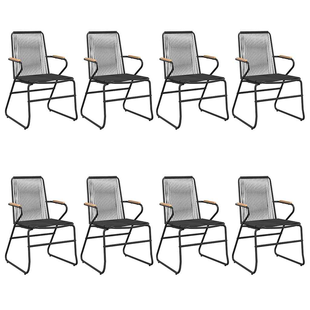 9 részes fekete PVC rattan kerti étkezőgarnitúra 4