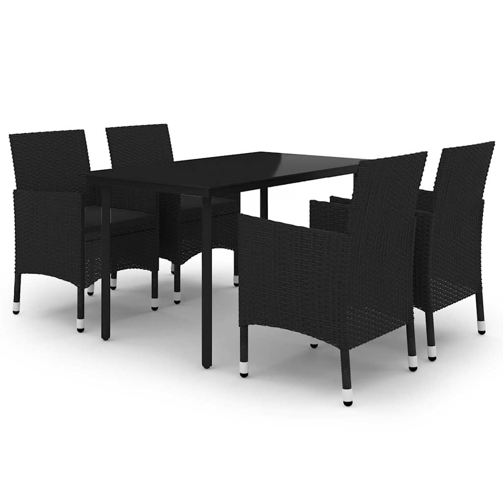 5 részes polyrattan és üveg kerti étkezőgarnitúra párnákkal 2