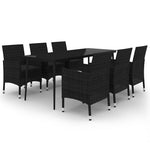 7 részes polyrattan és üveg kerti étkezőgarnitúra párnákkal 2