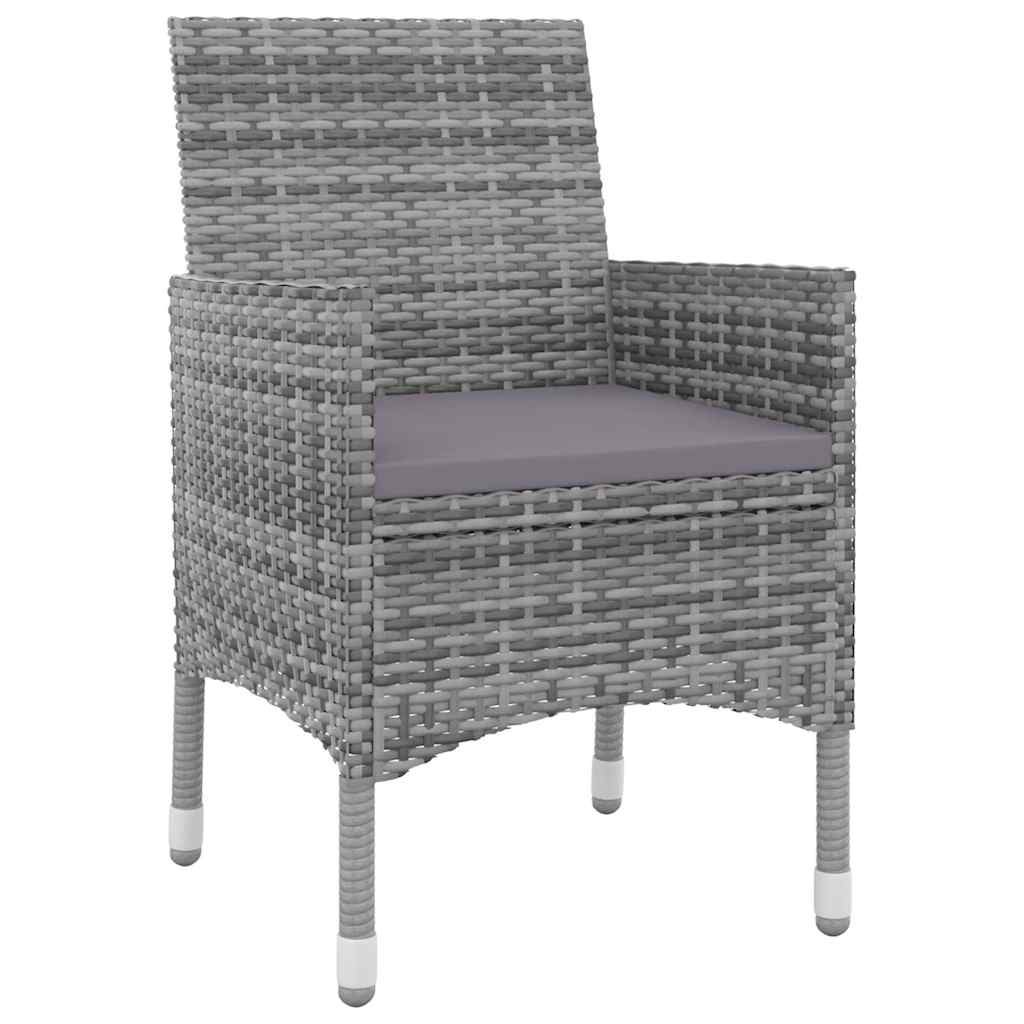 7 részes szürke polyrattan-üveg kültéri étkezőszett párnákkal 3
