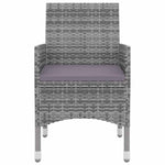7 részes szürke polyrattan-üveg kültéri étkezőszett párnákkal 4