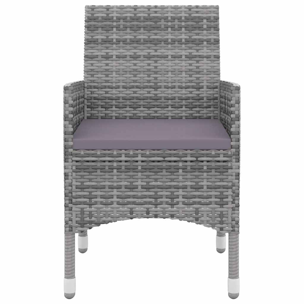 7 részes szürke polyrattan-üveg kültéri étkezőszett párnákkal 4