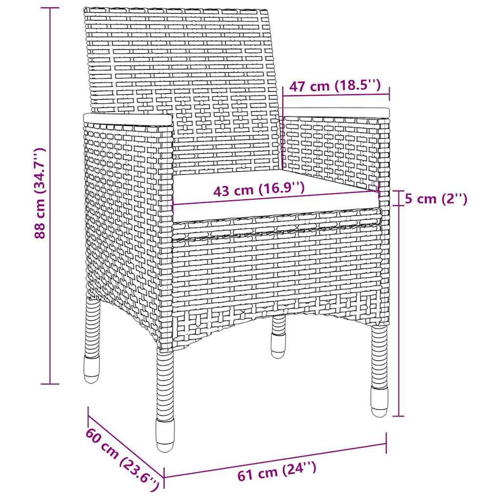 9 részes polyrattan és üveg kerti étkezőgarnitúra párnákkal 7