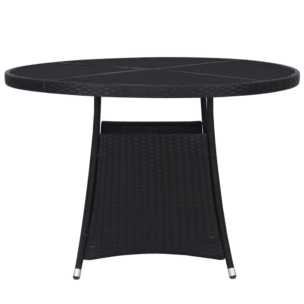 Fekete polyrattan kerti asztal Ø110x74 cm 2