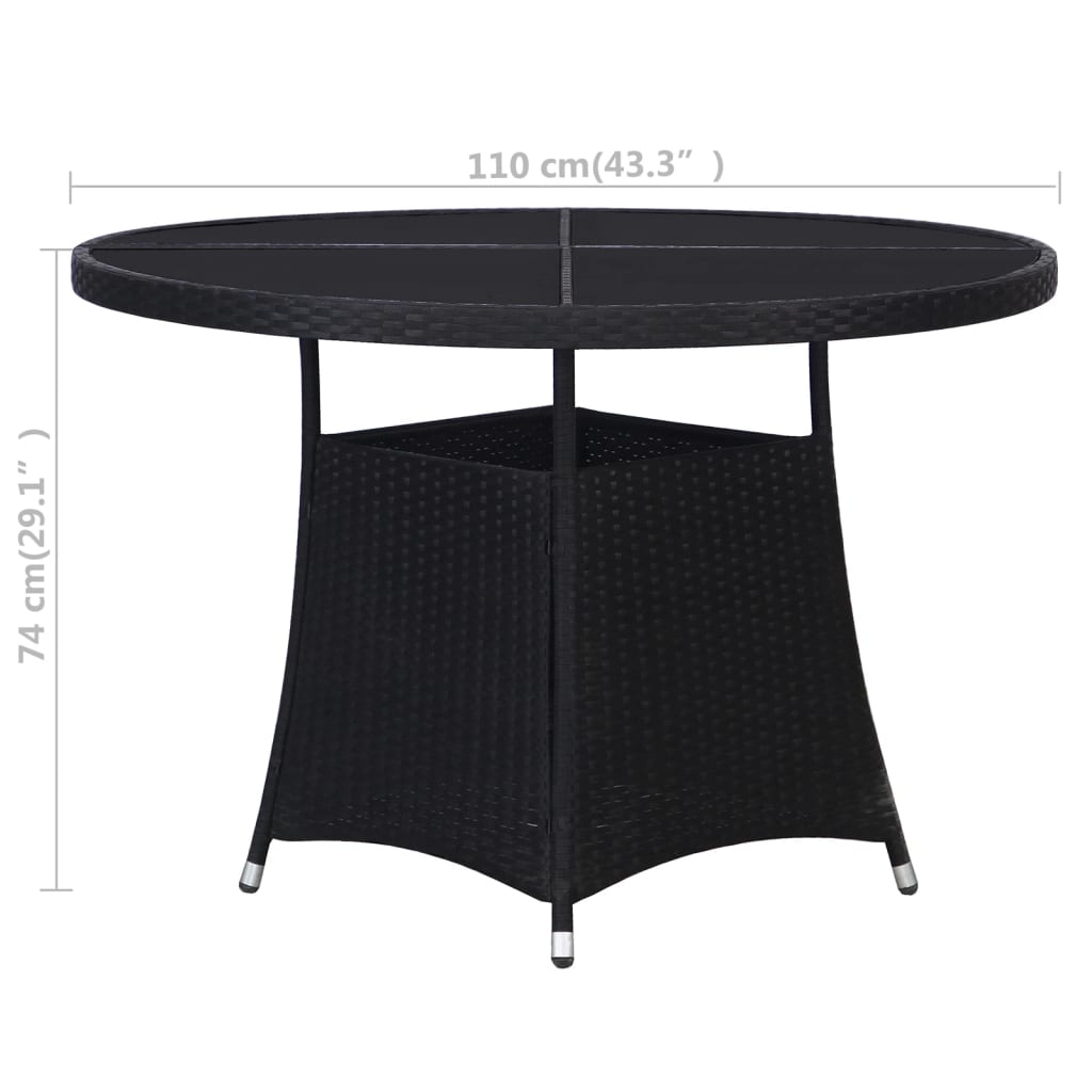 Fekete polyrattan kerti asztal Ø110x74 cm 3