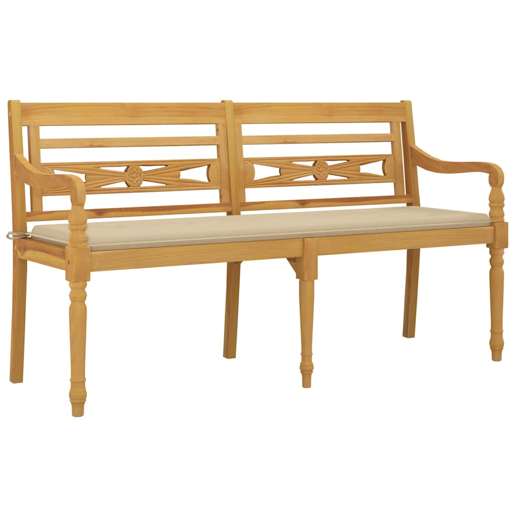 Tömör tíkfa Batavia pad bézs párnával 150 cm 3