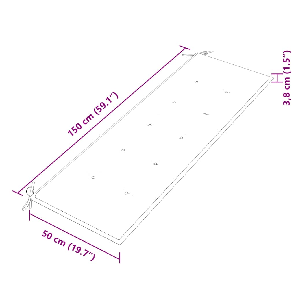 Tömör tíkfa Batavia pad bézs párnával 150 cm 9