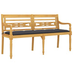 Tömör tíkfa Batavia pad antracitszürke párnával 150 cm 3